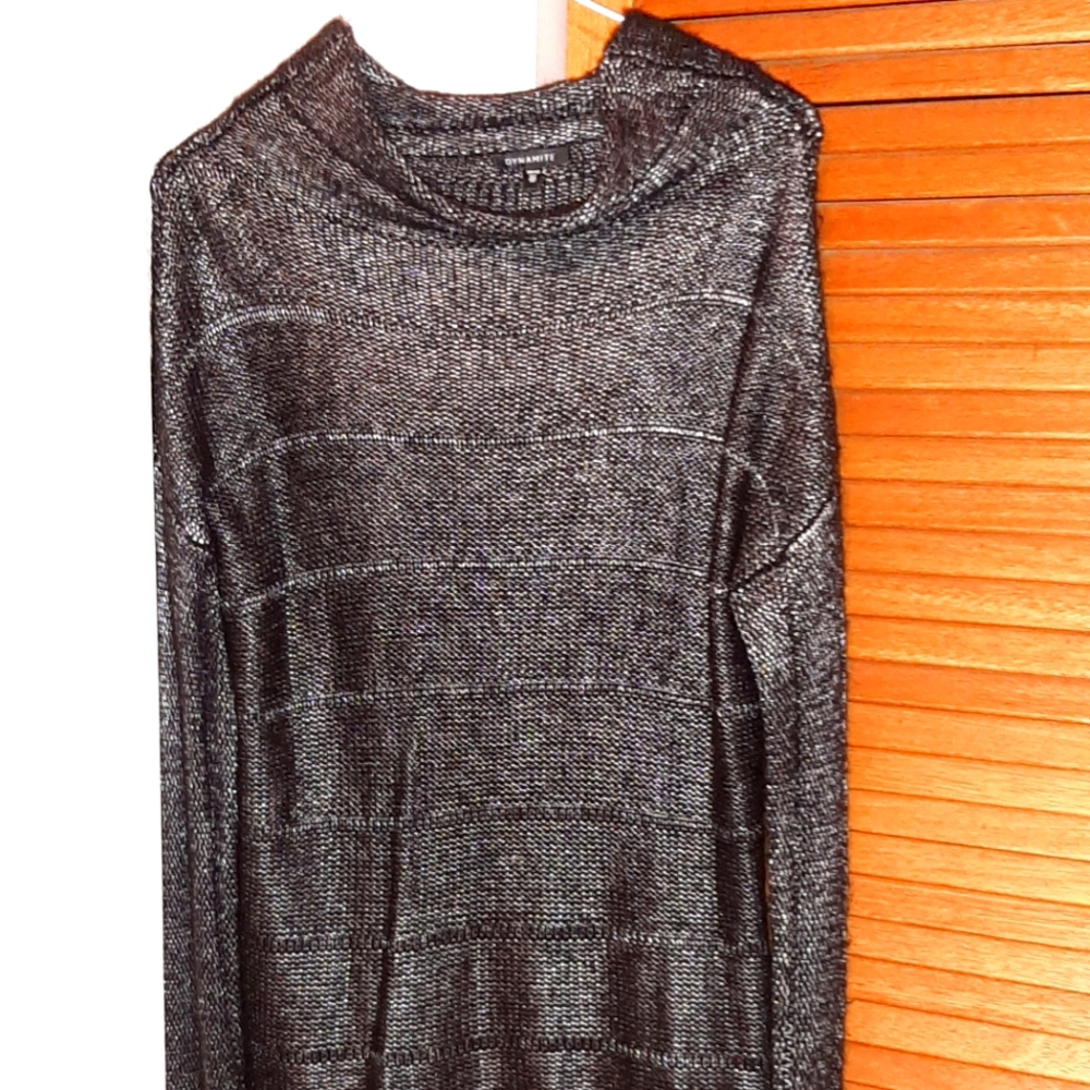 Dynamite Dark Grey Metallic Treads Turtleneck